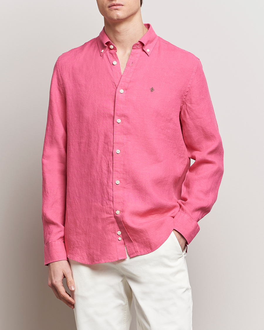 Men | Linen Shirts | Morris | Douglas Linen Button Down Shirt Cerise