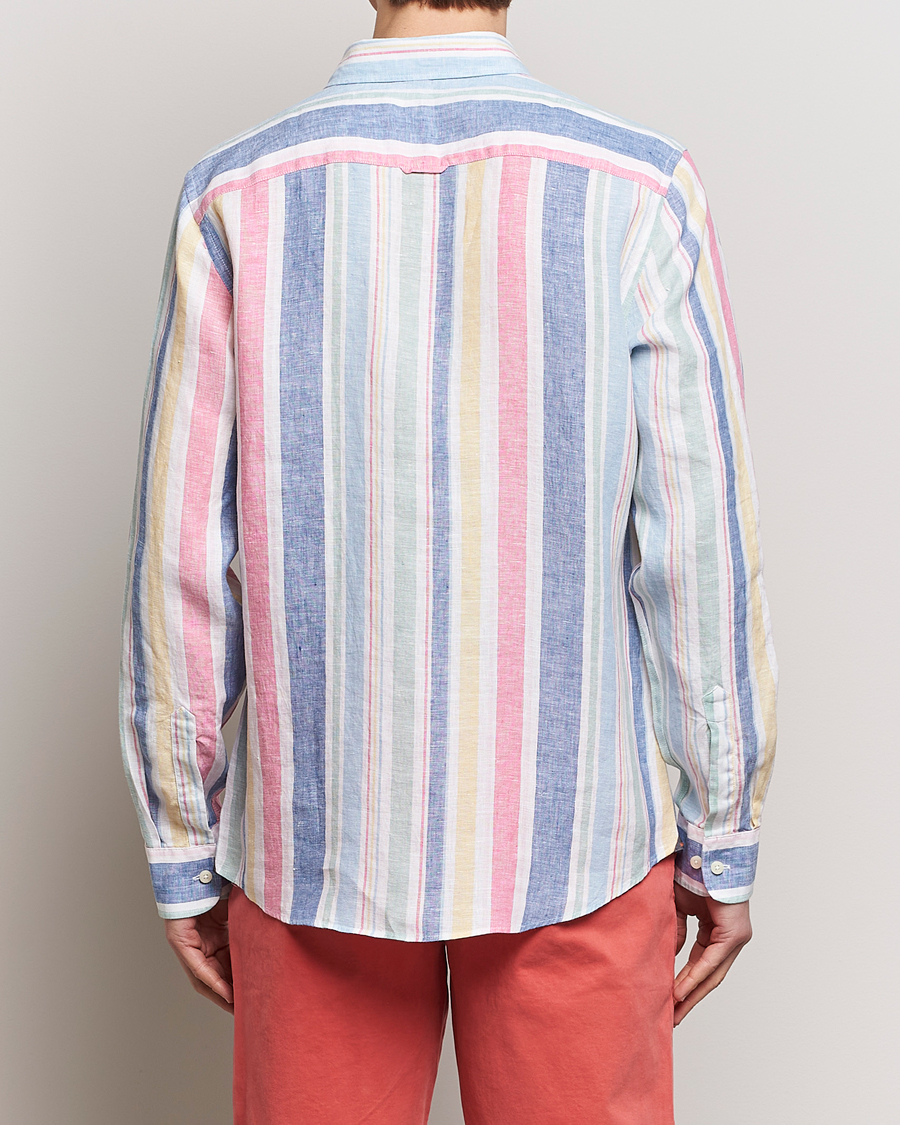 Men | Shirts | Morris | Happy Linen Stripe Shirt Light Blue