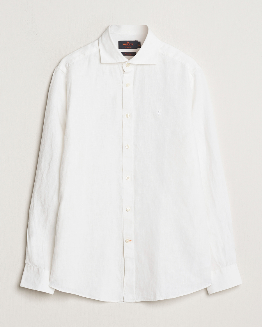 Men | Shirts | Morris | Slim Fit Linen Cut Away Shirt White
