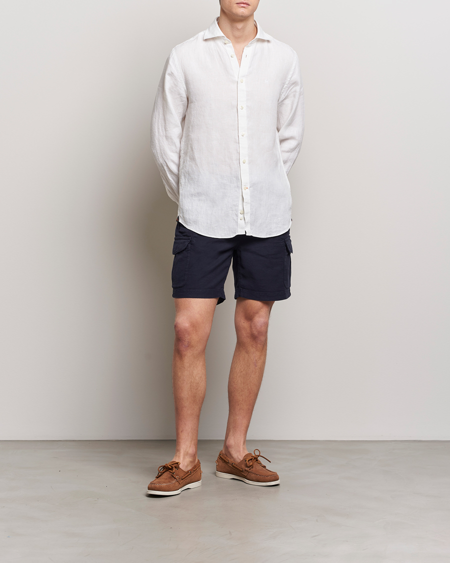 Men | Shirts | Morris | Slim Fit Linen Cut Away Shirt White