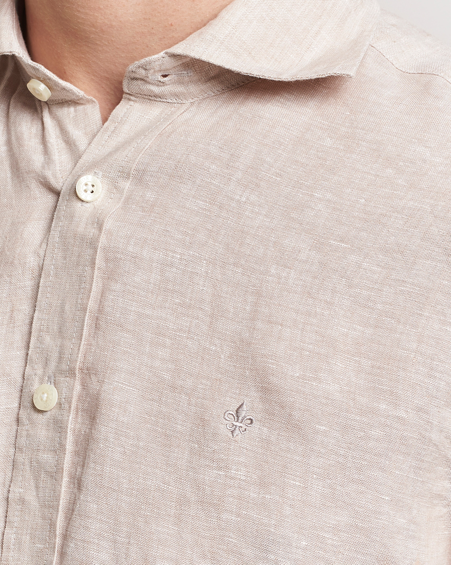 Men | Shirts | Morris | Slim Fit Linen Cut Away Shirt Khaki