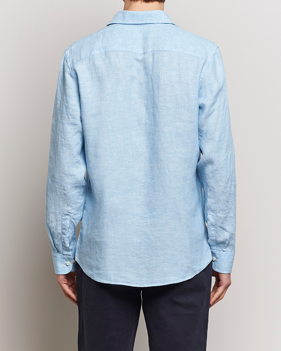 Men | Shirts | Morris | Slim Fit Linen Cut Away Shirt Light Blue