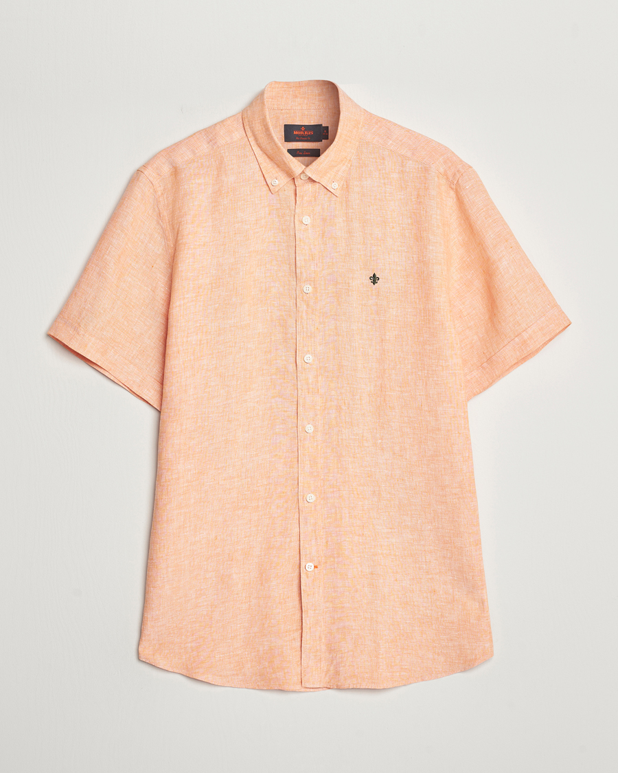 Men | Shirts | Morris | Douglas Linen Short Sleeve Shirt Orange