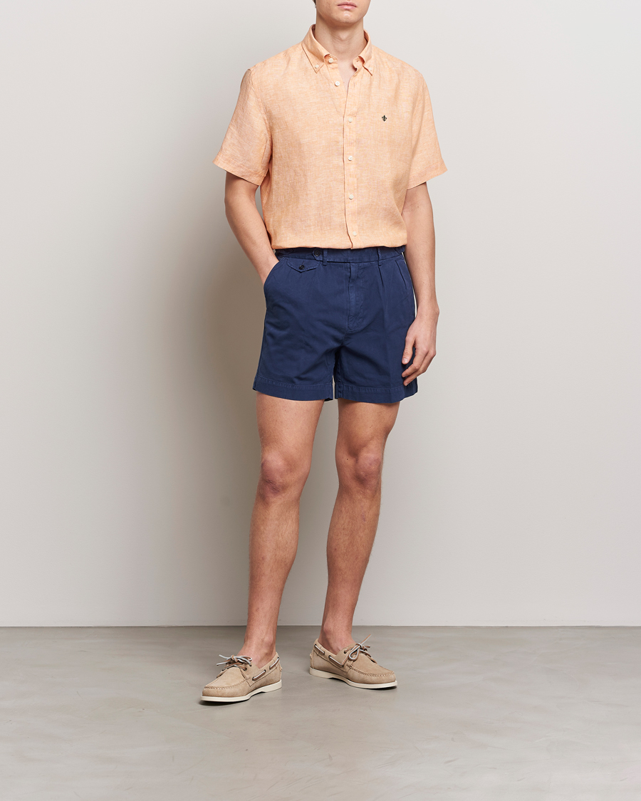 Men | Shirts | Morris | Douglas Linen Short Sleeve Shirt Orange
