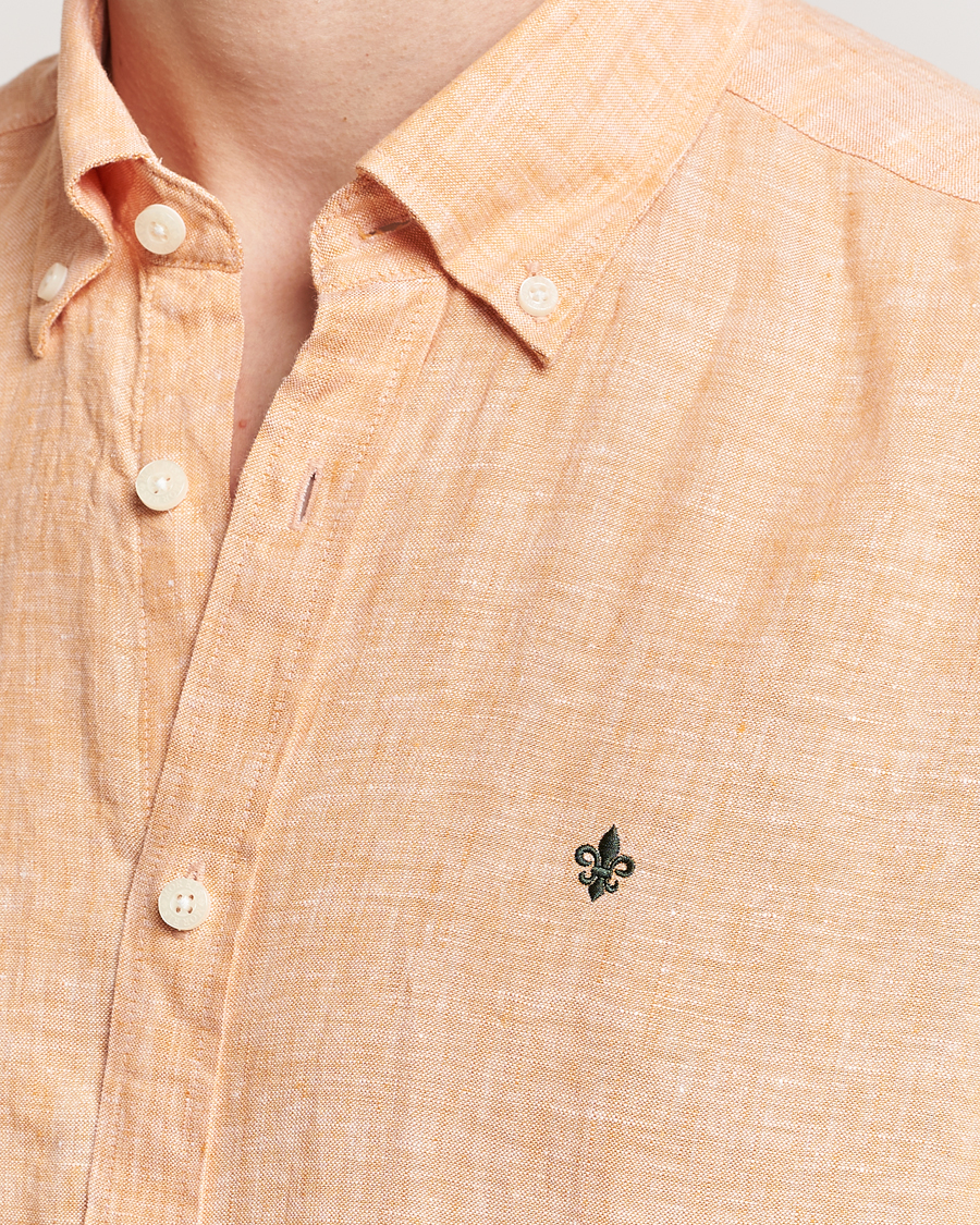 Men | Shirts | Morris | Douglas Linen Short Sleeve Shirt Orange