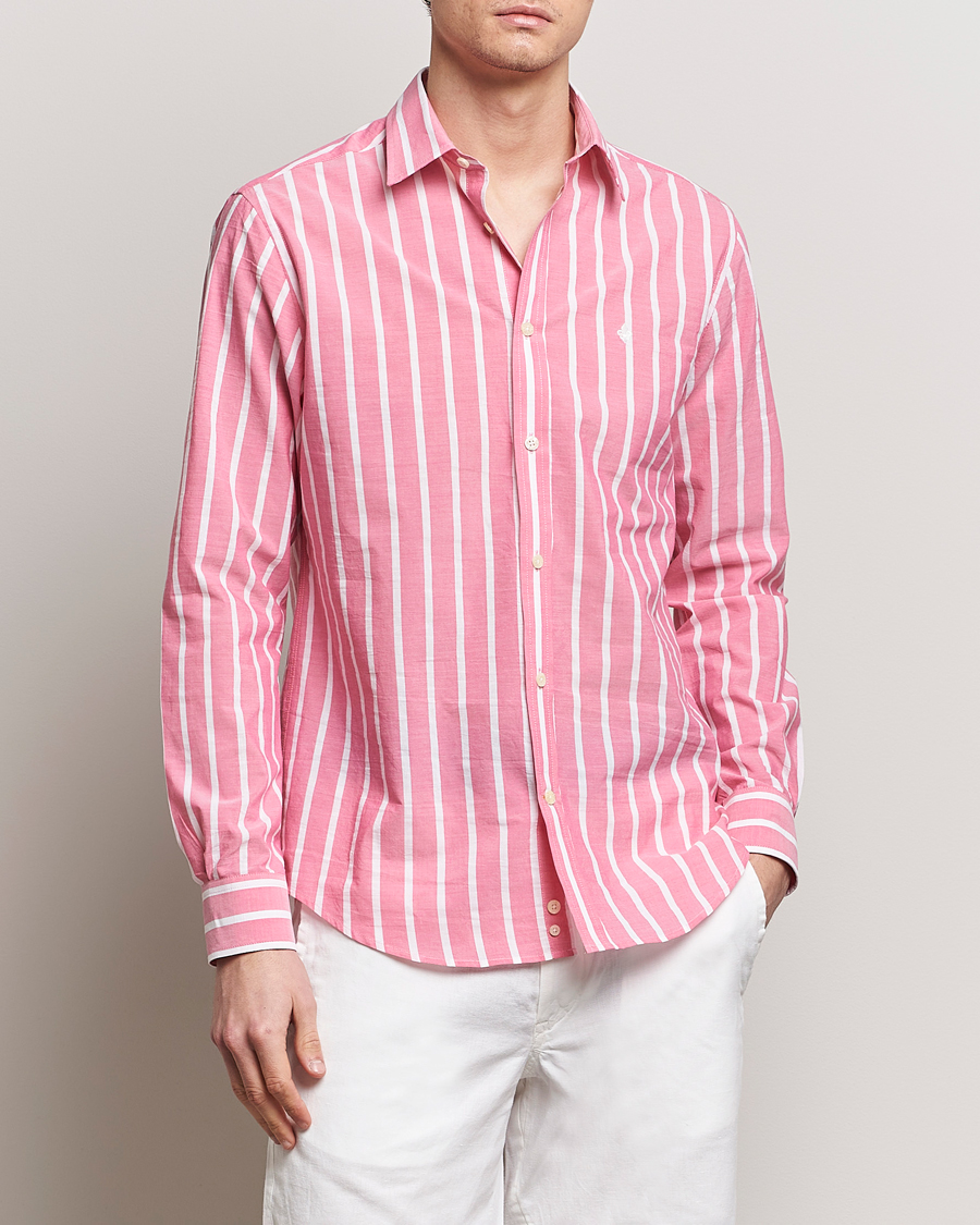 Men | Casual | Morris | Summer Stripe Shirt Cerise