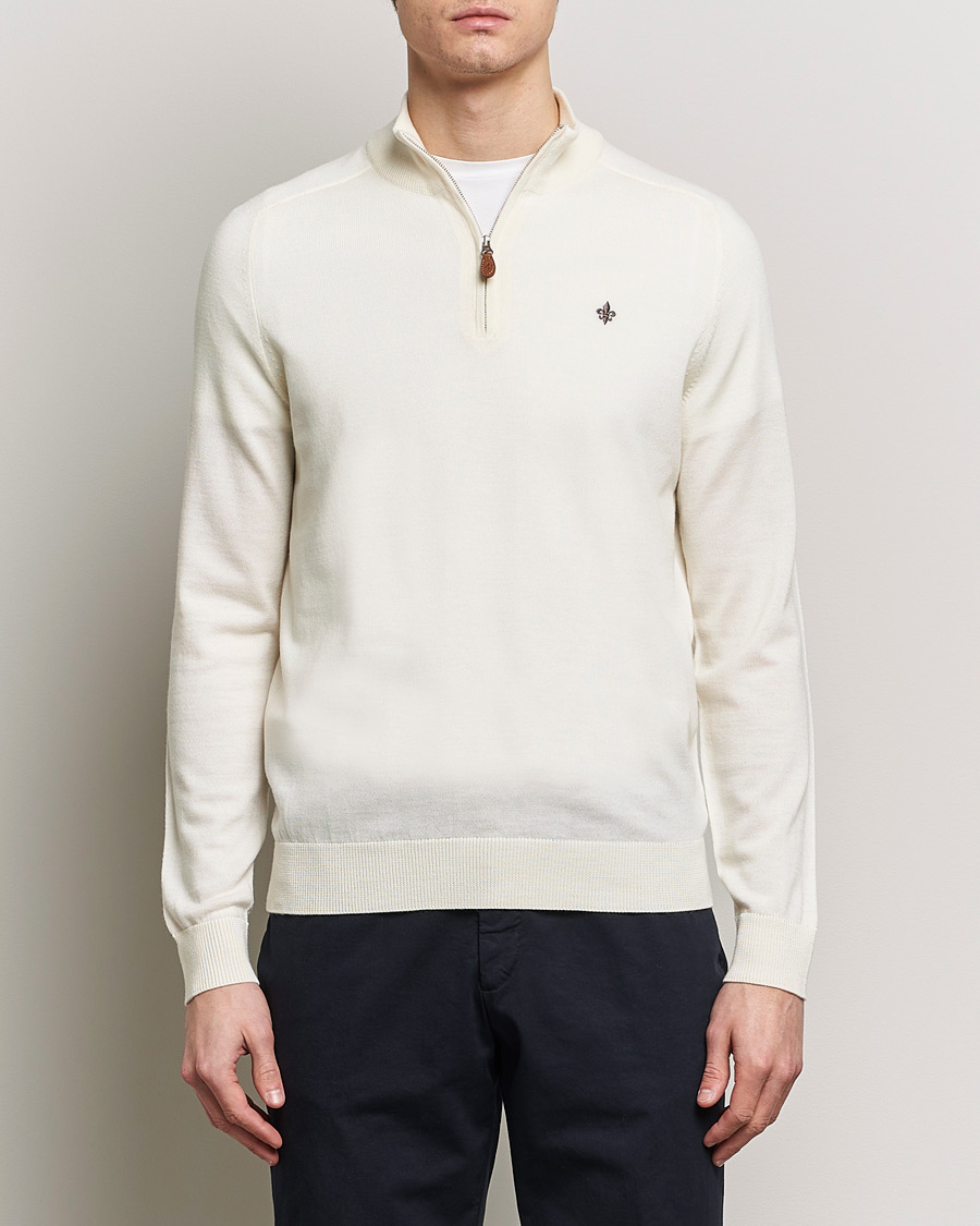 Men | Sweaters & Knitwear | Morris | John Merino Half Zip Off White