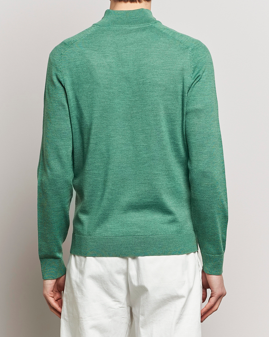 Men | Sweaters & Knitwear | Morris | John Merino Half Zip Light Green