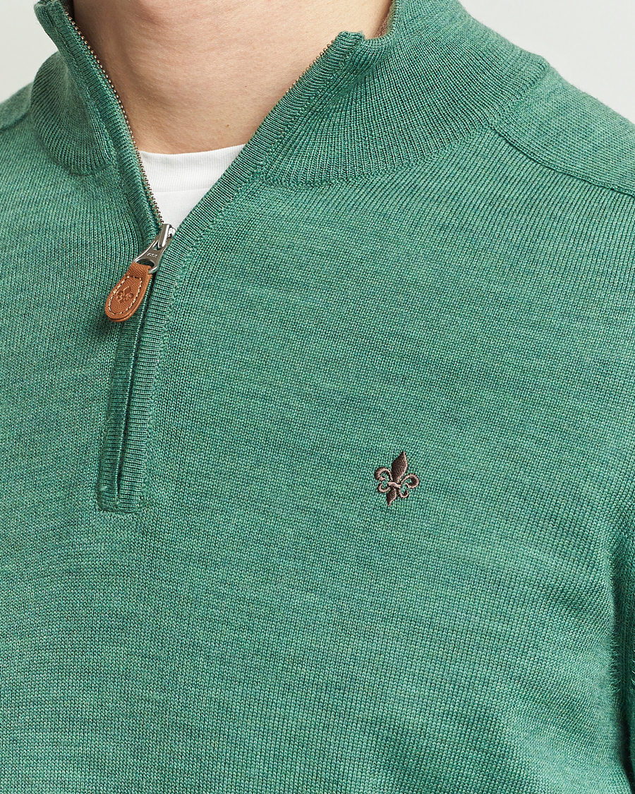 Men | Sweaters & Knitwear | Morris | John Merino Half Zip Light Green