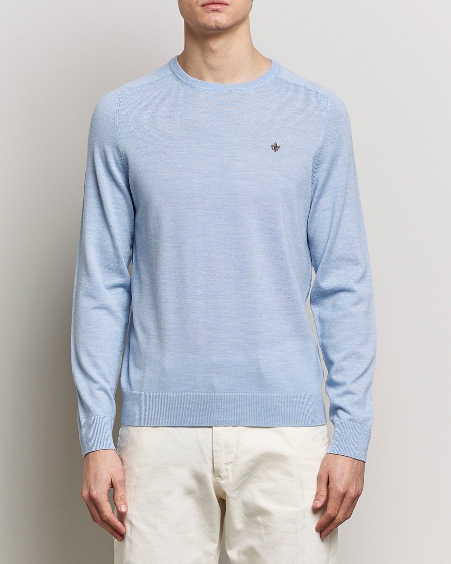Men | Sweaters & Knitwear | Morris | Merino Crew Neck Pullover Light Blue