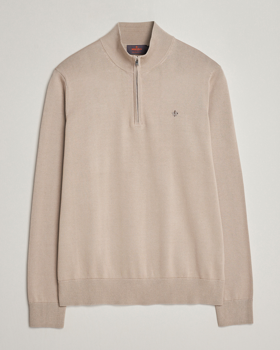 Men | Sweaters & Knitwear | Morris | Riley Cotton Half Zip Khaki