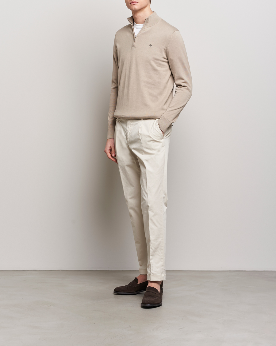 Men | Sweaters & Knitwear | Morris | Riley Cotton Half Zip Khaki
