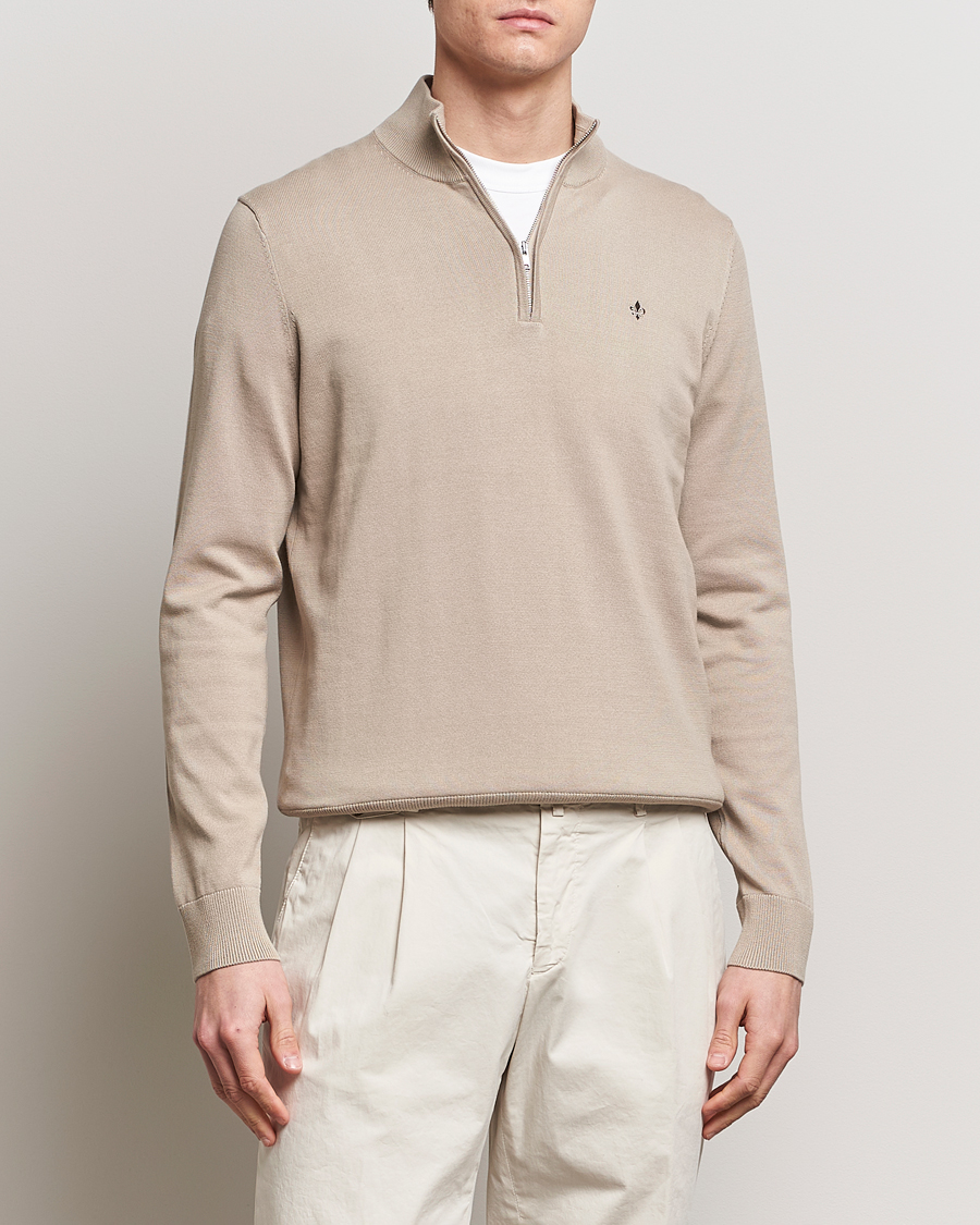 Men | Sweaters & Knitwear | Morris | Riley Cotton Half Zip Khaki