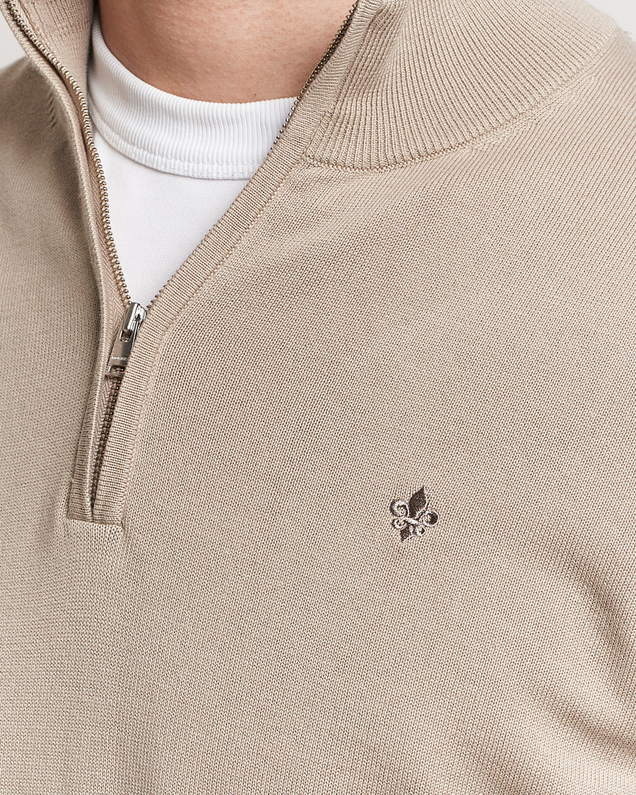 Men | Sweaters & Knitwear | Morris | Riley Cotton Half Zip Khaki