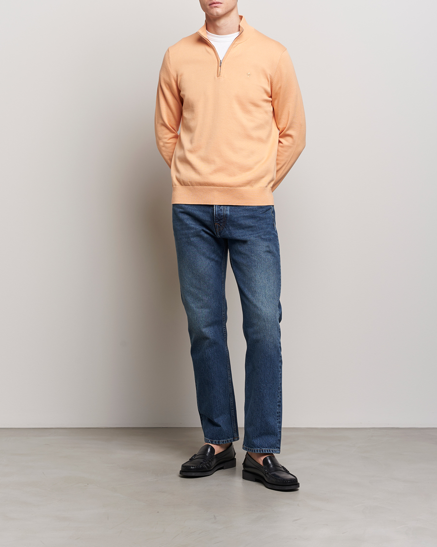 Men | Sweaters & Knitwear | Morris | Riley Cotton Half Zip Orange
