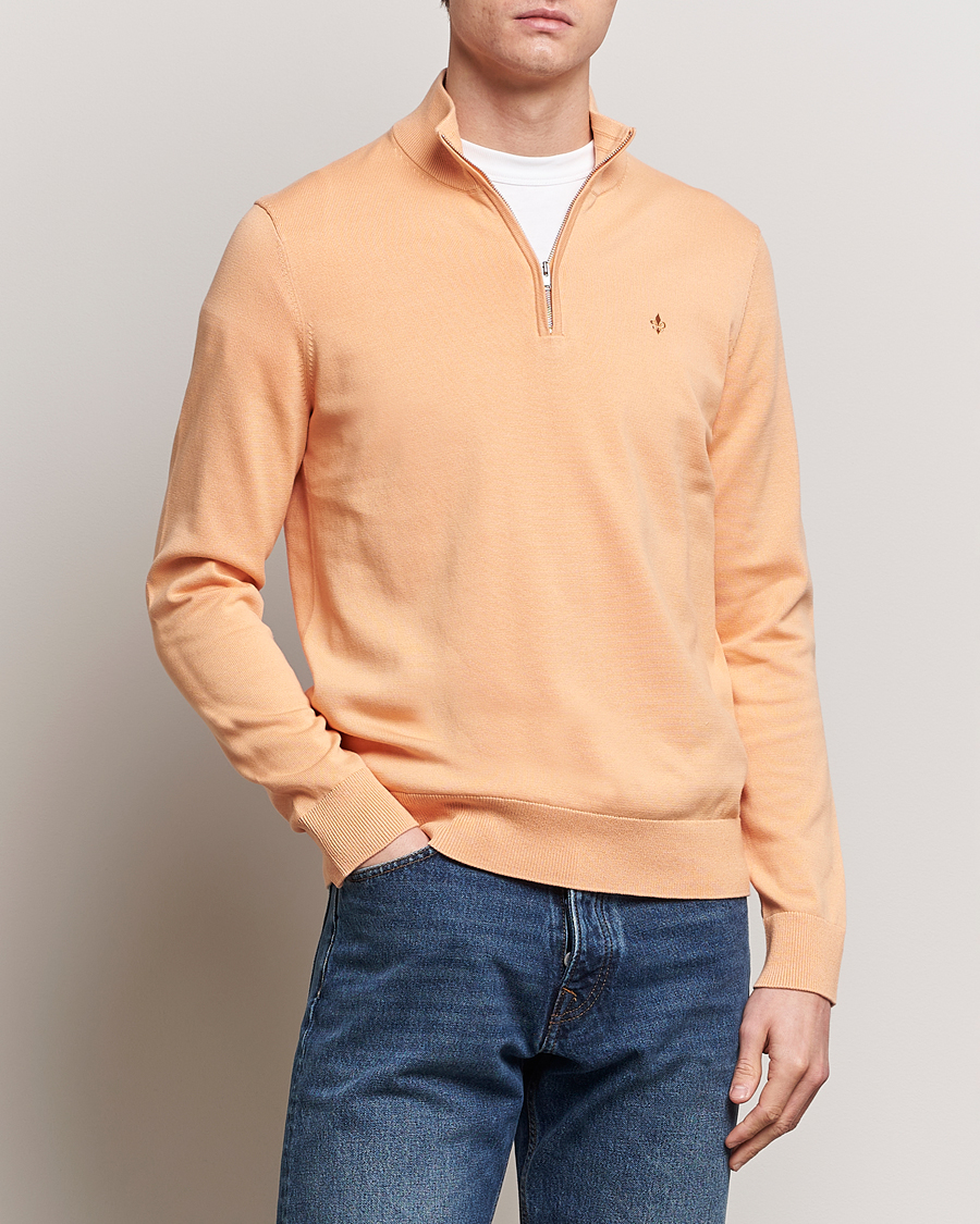 Men | Sweaters & Knitwear | Morris | Riley Cotton Half Zip Orange