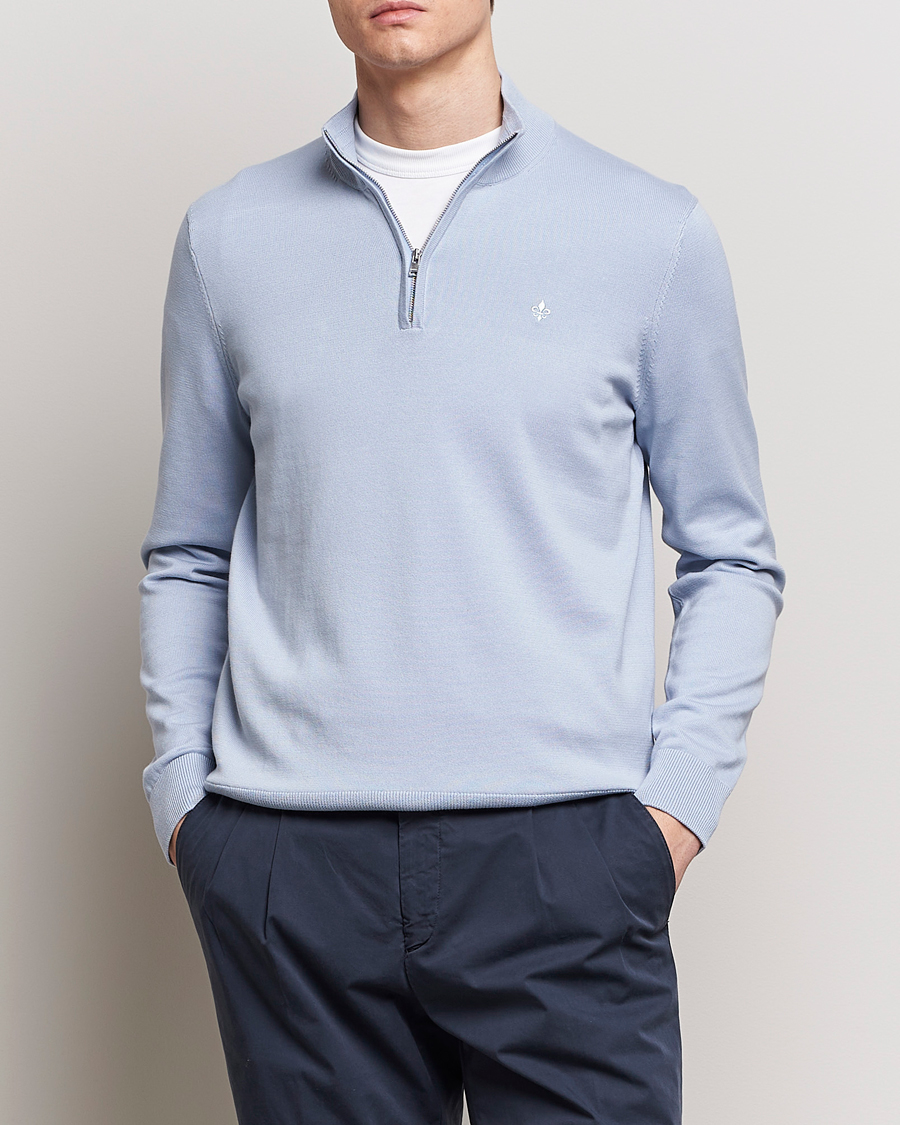 Men | Sale clothing | Morris | Riley Cotton Half Zip Light Blue