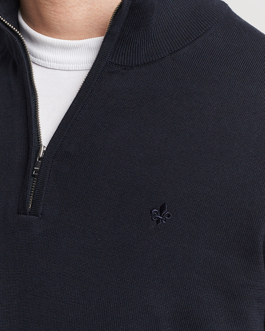 Men | Sweaters & Knitwear | Morris | Riley Cotton Half Zip Navy