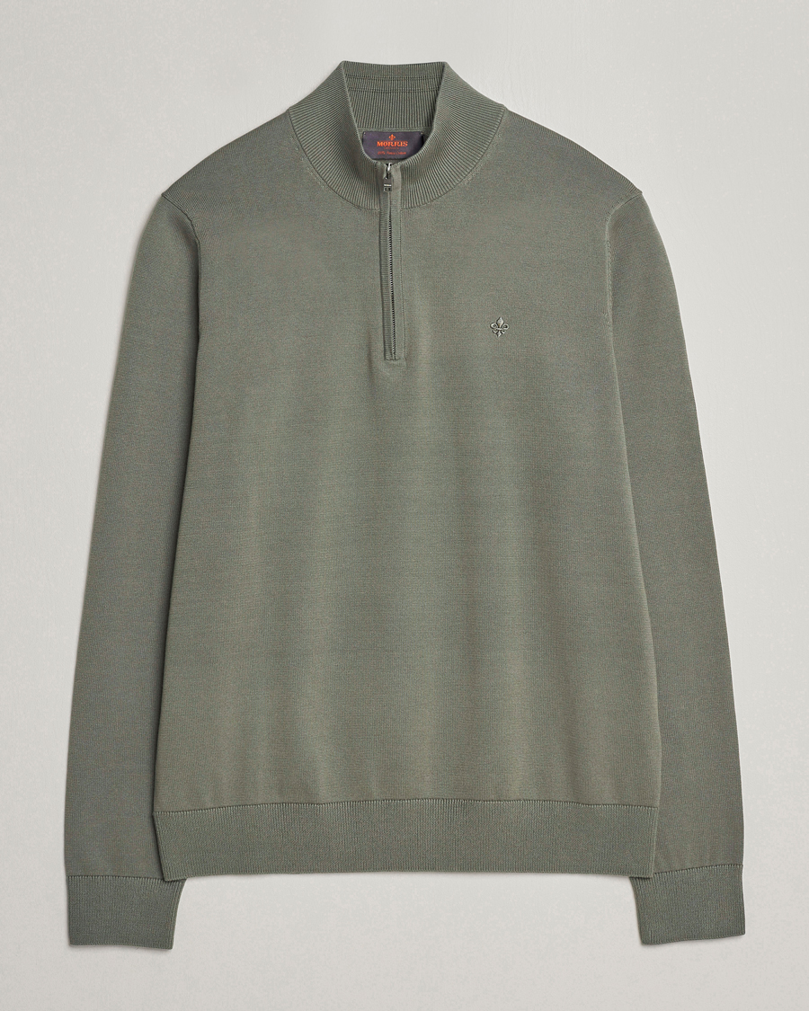 Men | Sweaters & Knitwear | Morris | Riley Cotton Half Zip Green