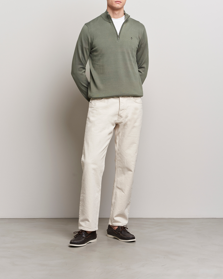 Men | Sweaters & Knitwear | Morris | Riley Cotton Half Zip Green