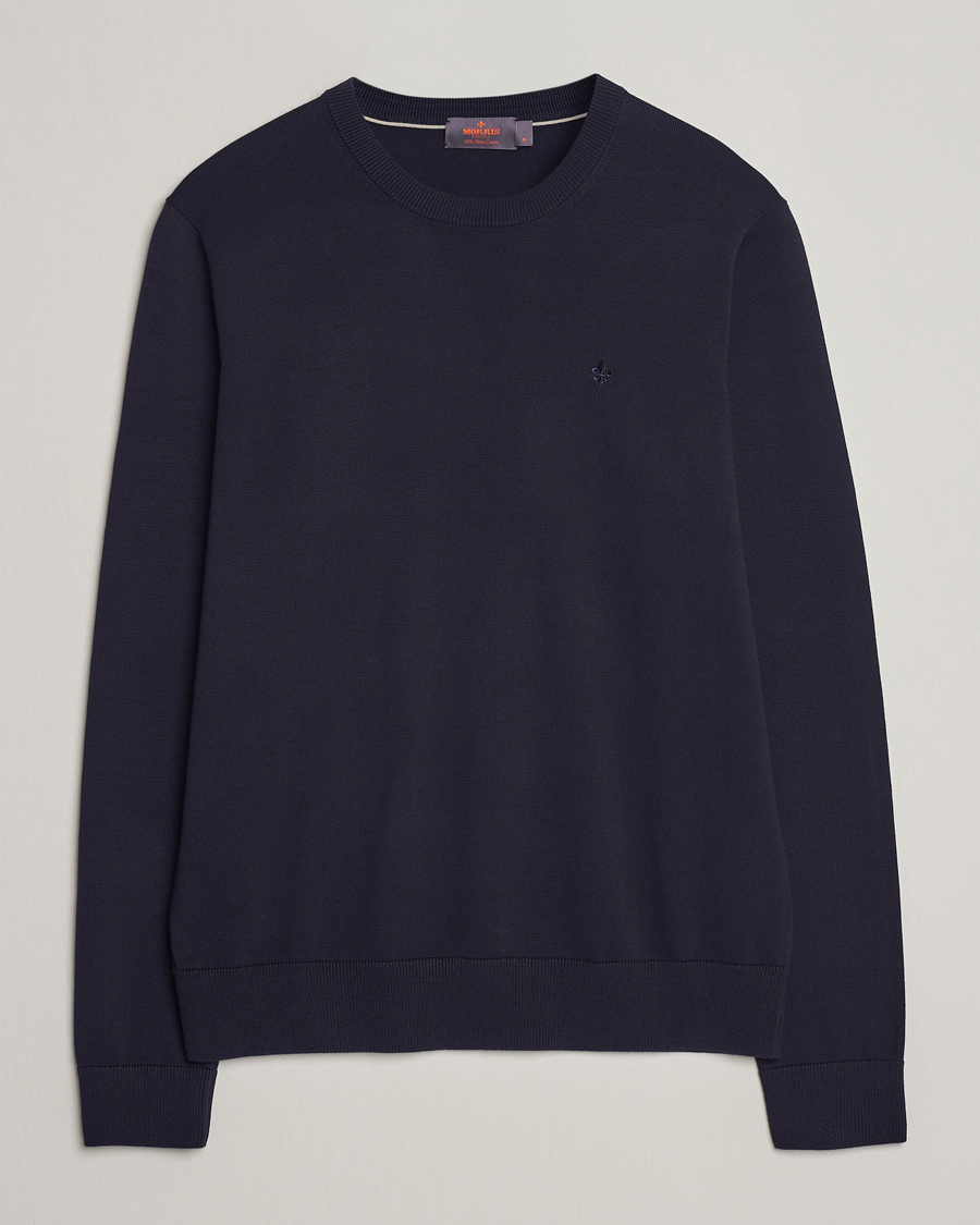 Men | Sweaters & Knitwear | Morris | Riley Cotton Crew Neck Pullover Old Blue