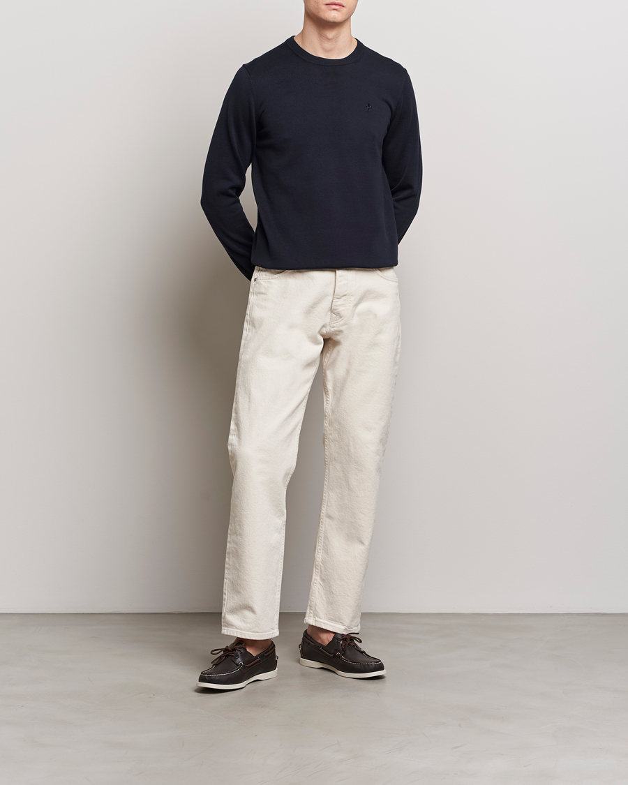 Men | Sweaters & Knitwear | Morris | Riley Cotton Crew Neck Pullover Old Blue