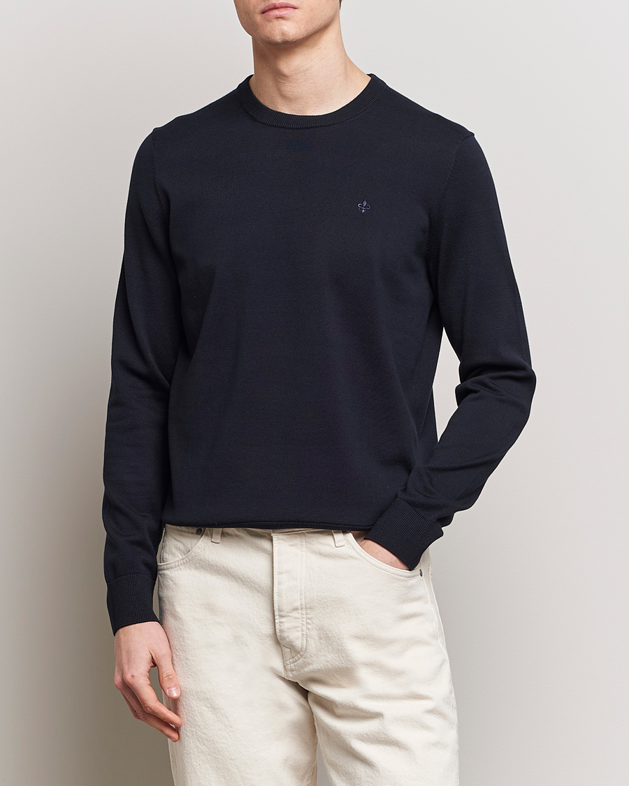 Men | Clothing | Morris | Riley Cotton Crew Neck Pullover Old Blue