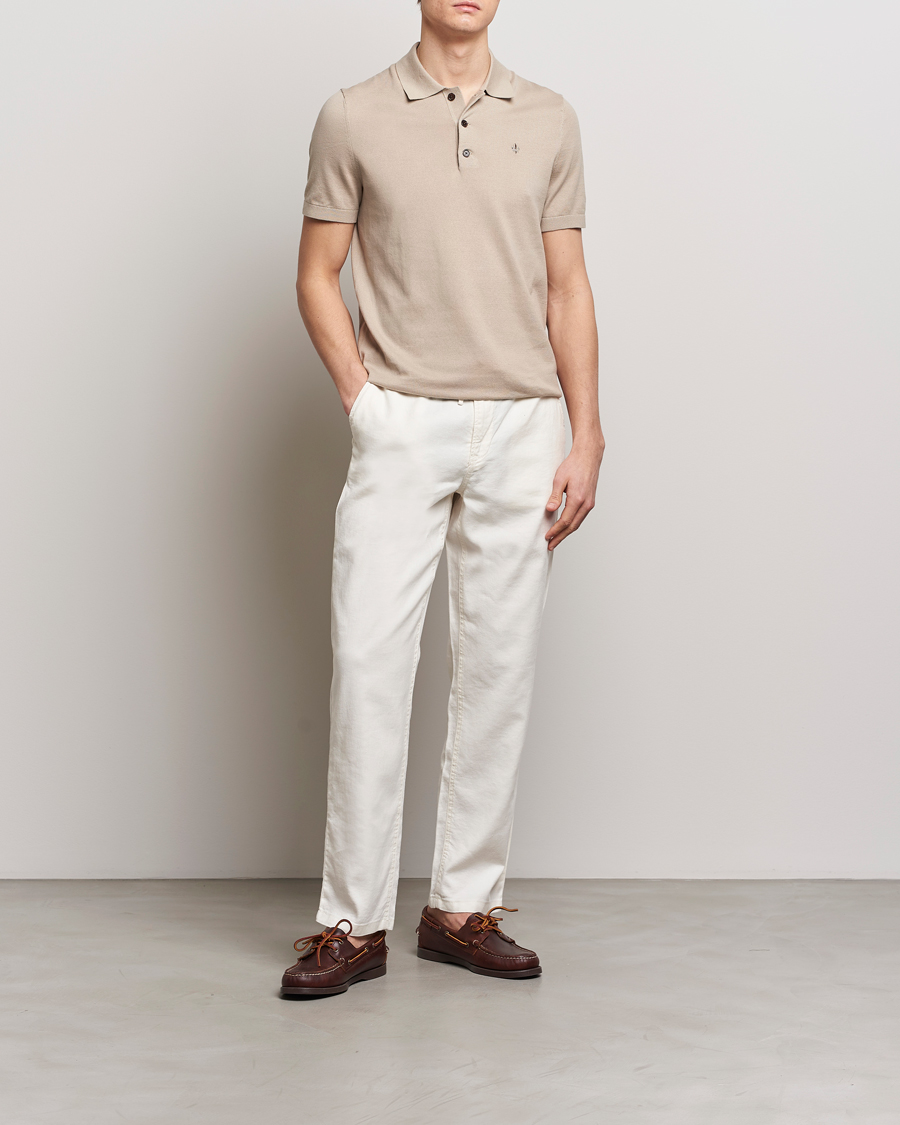 Men | Sweaters & Knitwear | Morris | Cenric Cotton Knitted Short Sleeve Polo Khaki