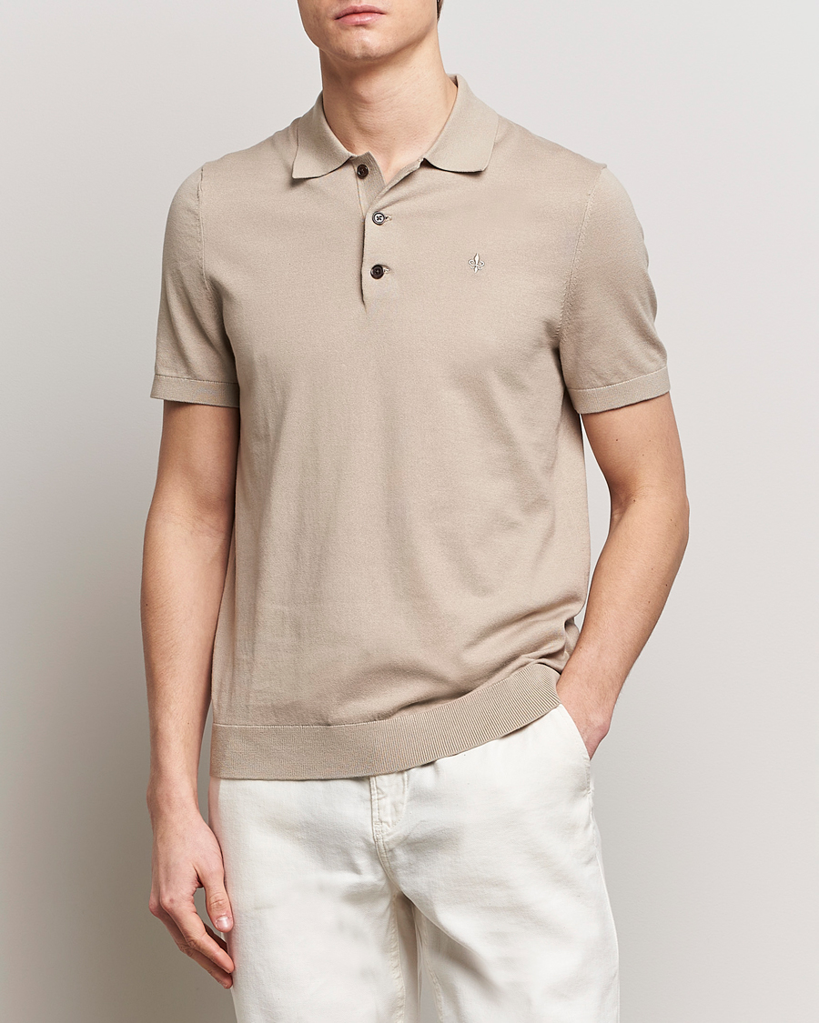 Men | Sweaters & Knitwear | Morris | Cenric Cotton Knitted Short Sleeve Polo Khaki