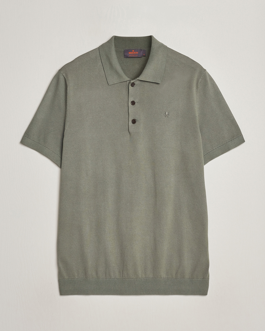 Men | Sweaters & Knitwear | Morris | Cenric Cotton Knitted Short Sleeve Polo Green
