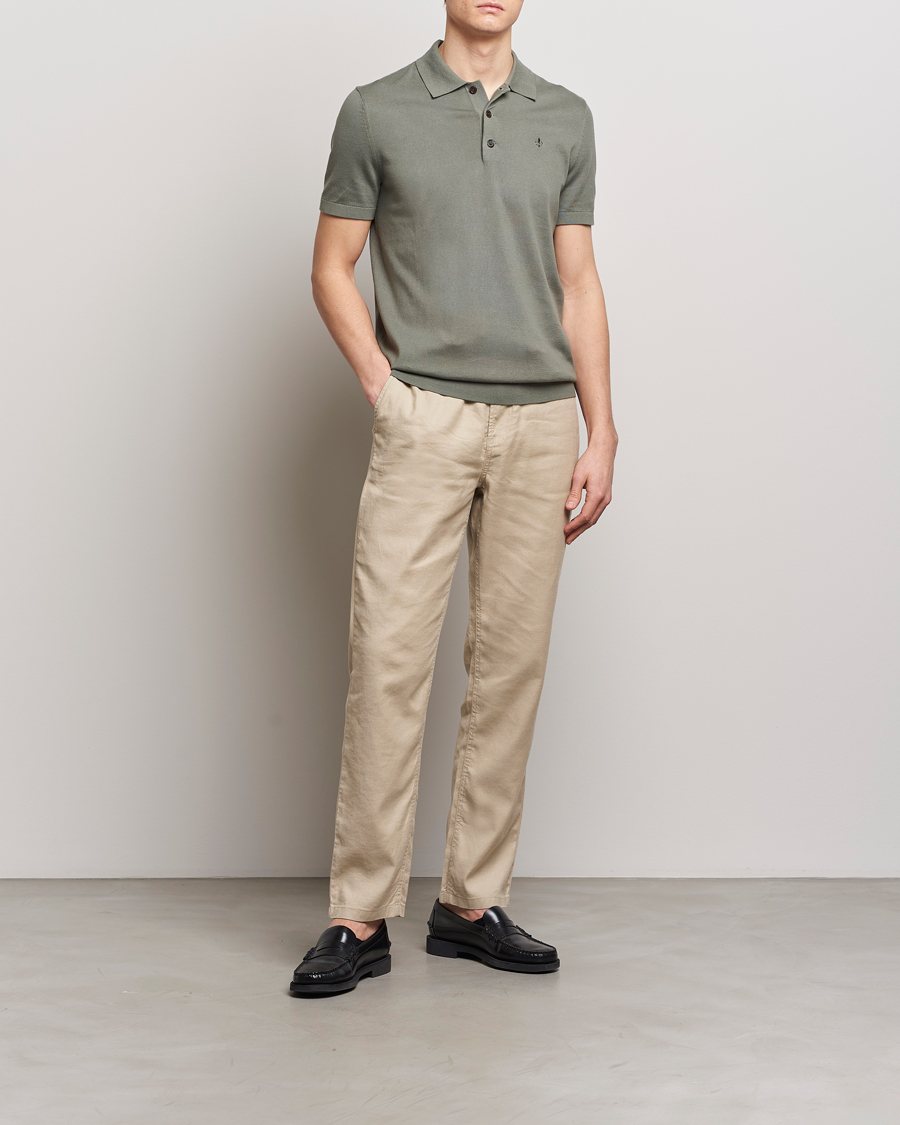 Men | Sweaters & Knitwear | Morris | Cenric Cotton Knitted Short Sleeve Polo Green
