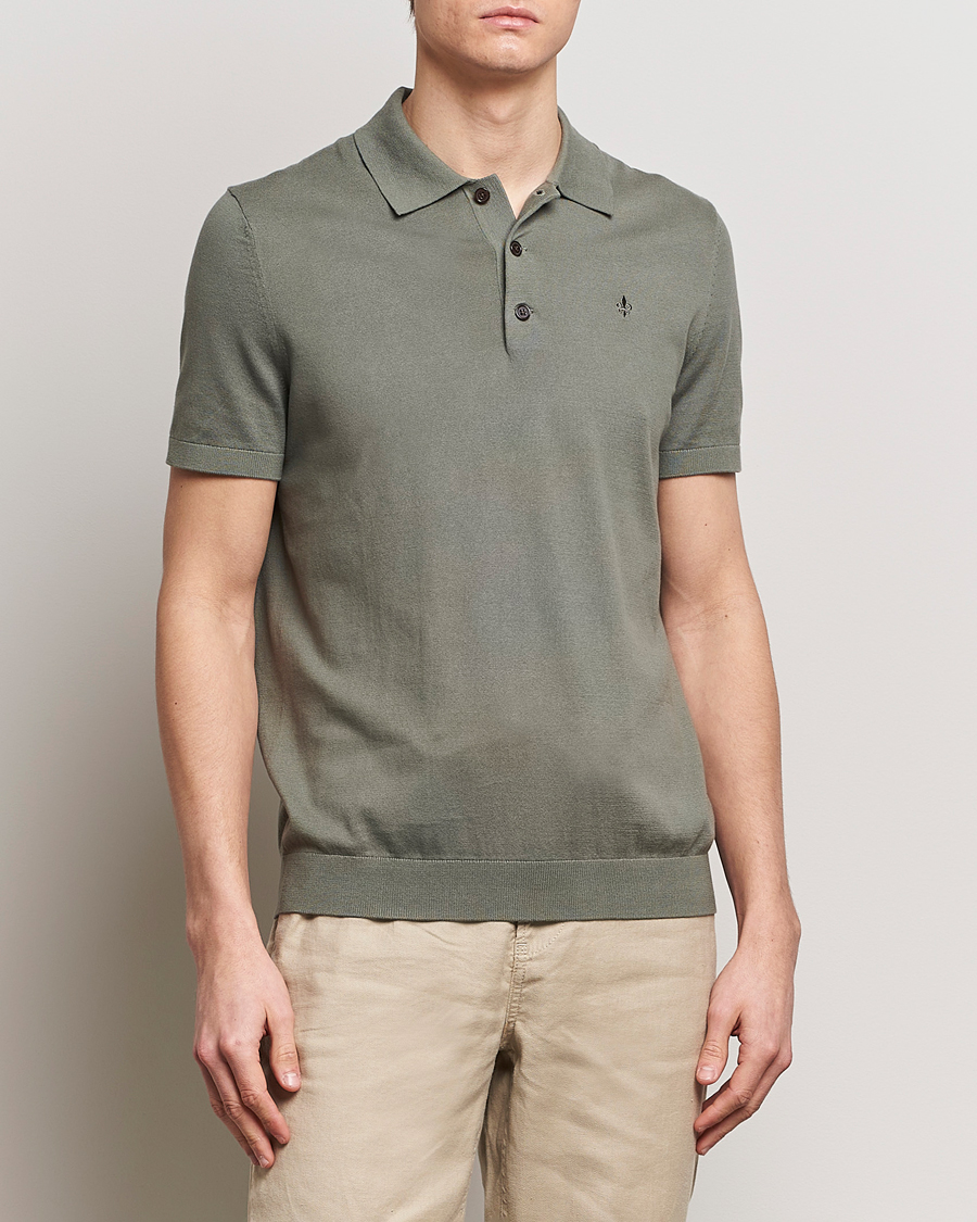 Men | Departments | Morris | Cenric Cotton Knitted Short Sleeve Polo Green