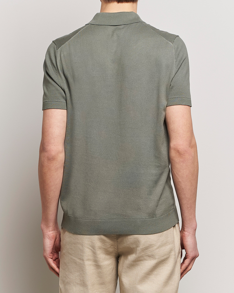 Men | Sweaters & Knitwear | Morris | Cenric Cotton Knitted Short Sleeve Polo Green