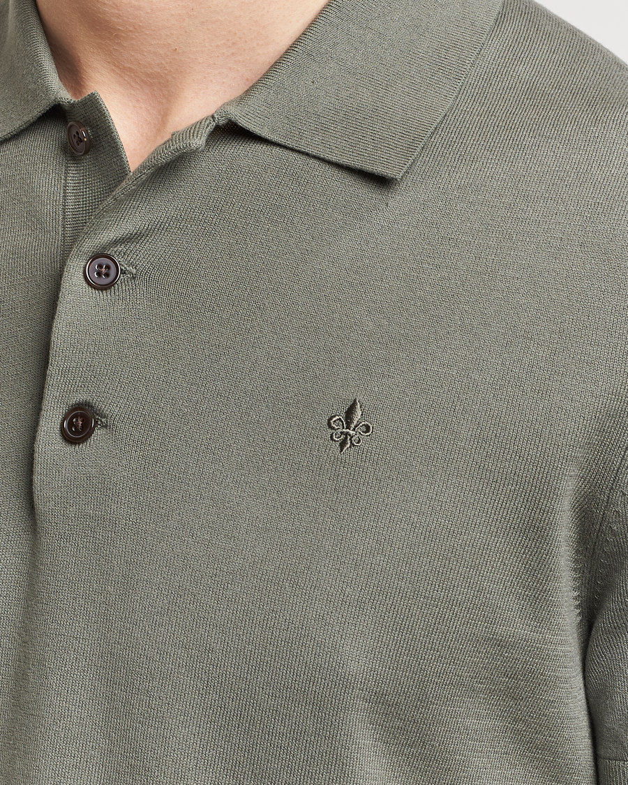 Men | Sweaters & Knitwear | Morris | Cenric Cotton Knitted Short Sleeve Polo Green