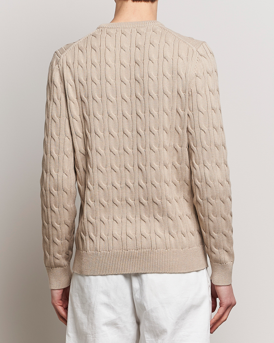 Men | Sweaters & Knitwear | Morris | Ethan Cotton Cable Crew Neck Khaki