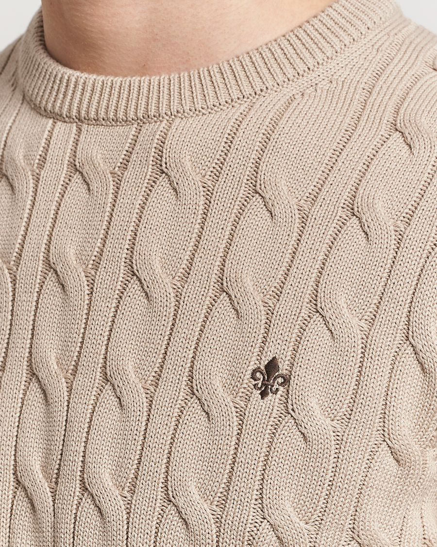 Men | Sweaters & Knitwear | Morris | Ethan Cotton Cable Crew Neck Khaki