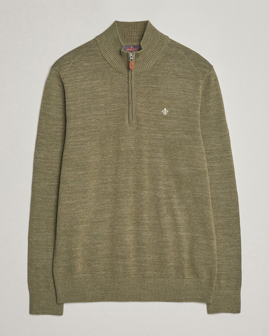 Men | Sweaters & Knitwear | Morris | Randall Cotton Half Zip Green
