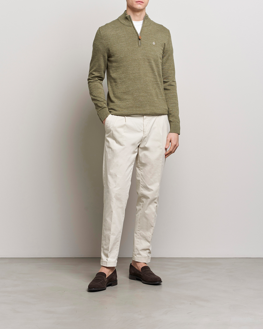 Men | Sweaters & Knitwear | Morris | Randall Cotton Half Zip Green