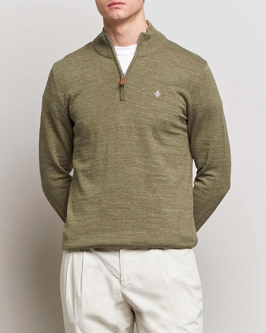 Men | Sweaters & Knitwear | Morris | Randall Cotton Half Zip Green