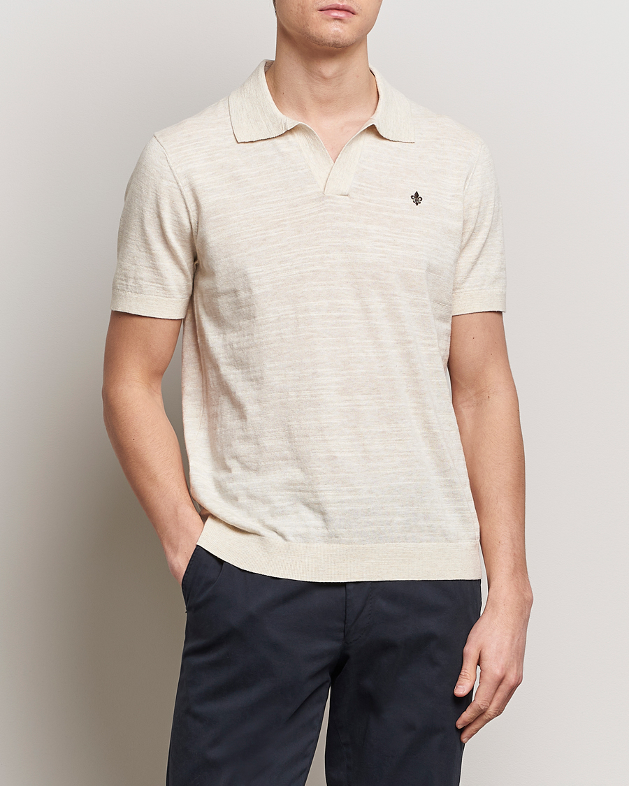 Men | Short Sleeve Polo Shirts | Morris | Randall Slub Cotton Resort Polo Off White