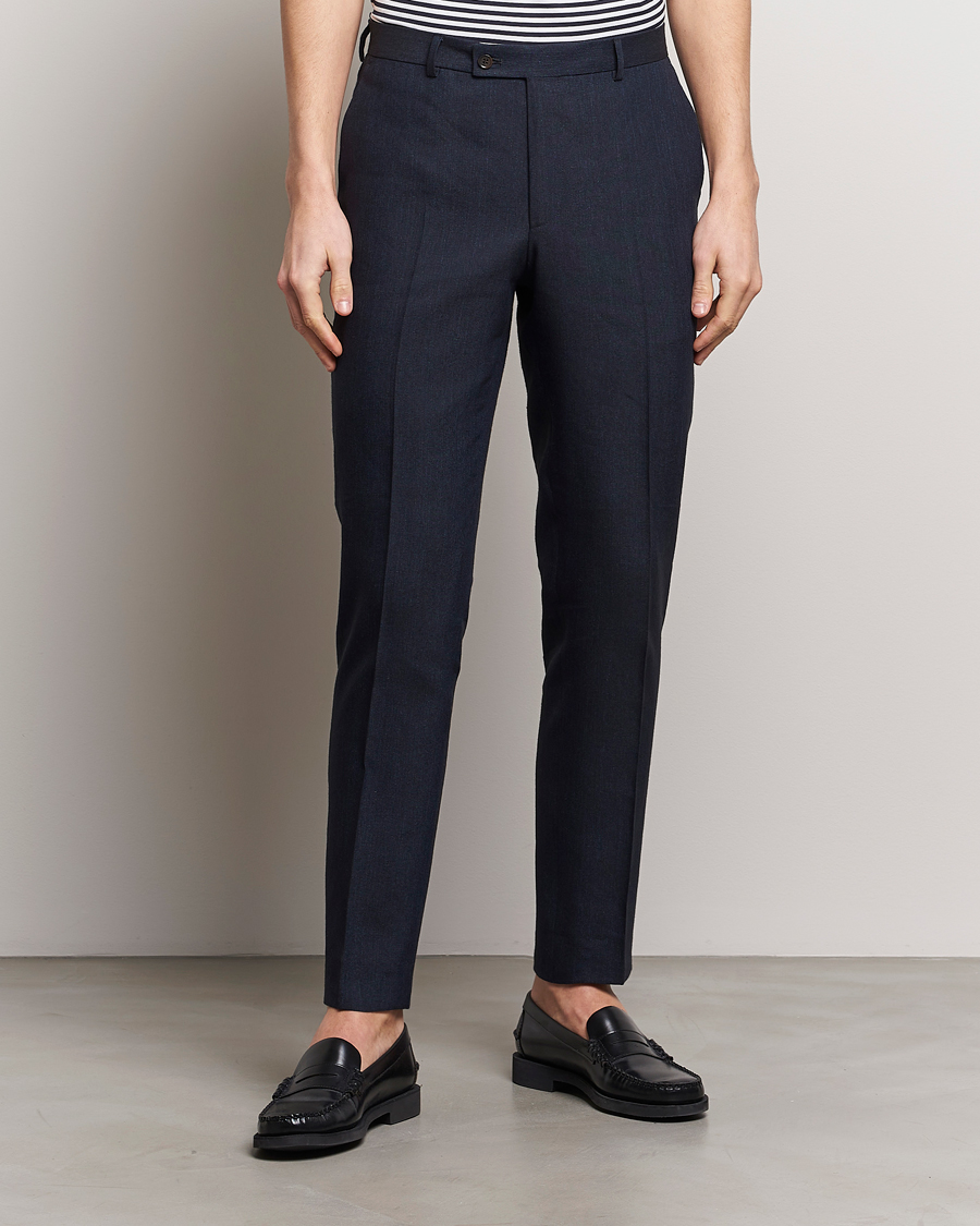 Men |  | Morris | Bobby Linen Suit Trousers Navy