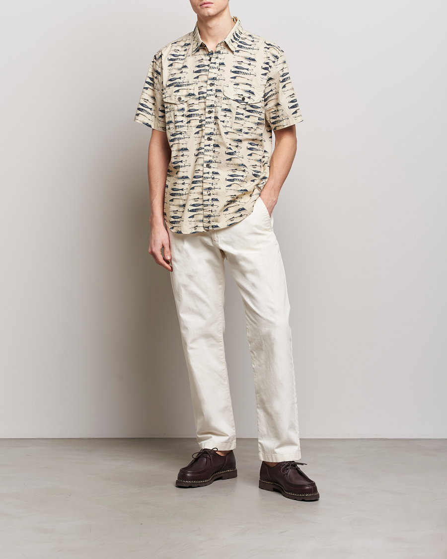 Men | Shirts | Filson | Washed Short Sleeve Feather Cloth Shirt Natural