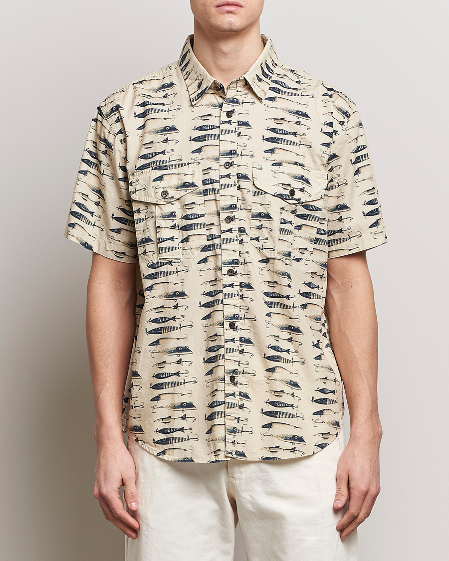 Men |  | Filson | Washed Short Sleeve Feather Cloth Shirt Natural
