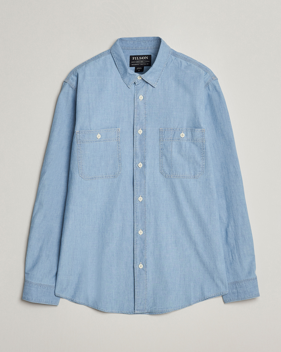 Men | Shirts | Filson | Chambray CPO Shirt Light Indigo