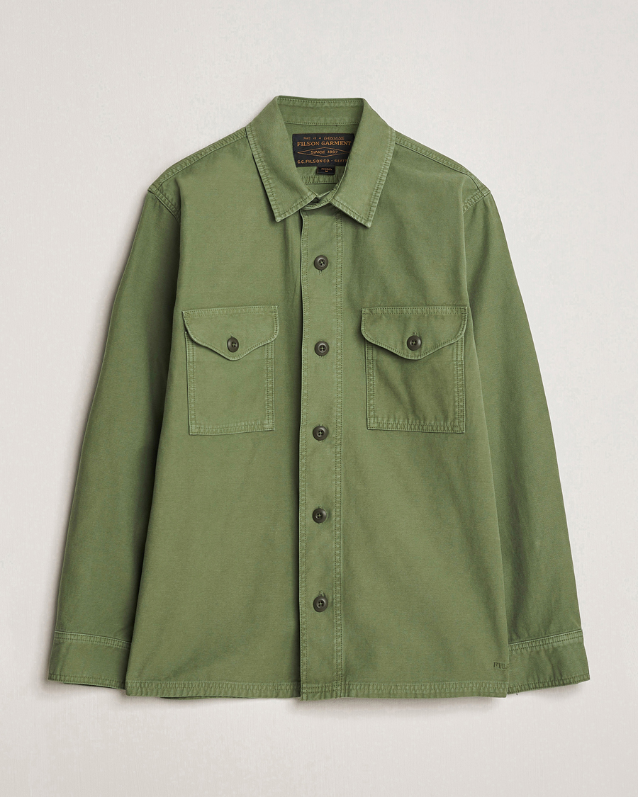 Men | Coats & Jackets | Filson | Reverse Sateen Jac-Shirt Washed Green