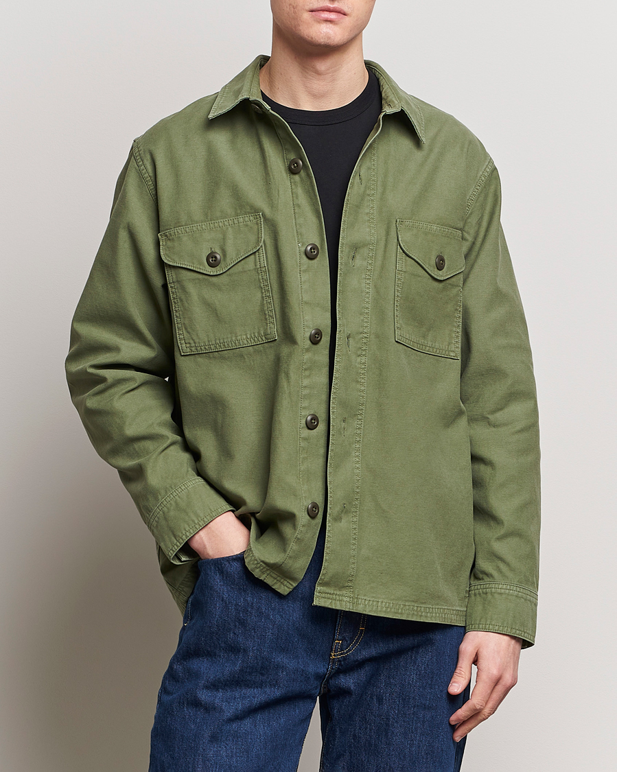 Men | Clothing | Filson | Reverse Sateen Jac-Shirt Washed Fatigue Green
