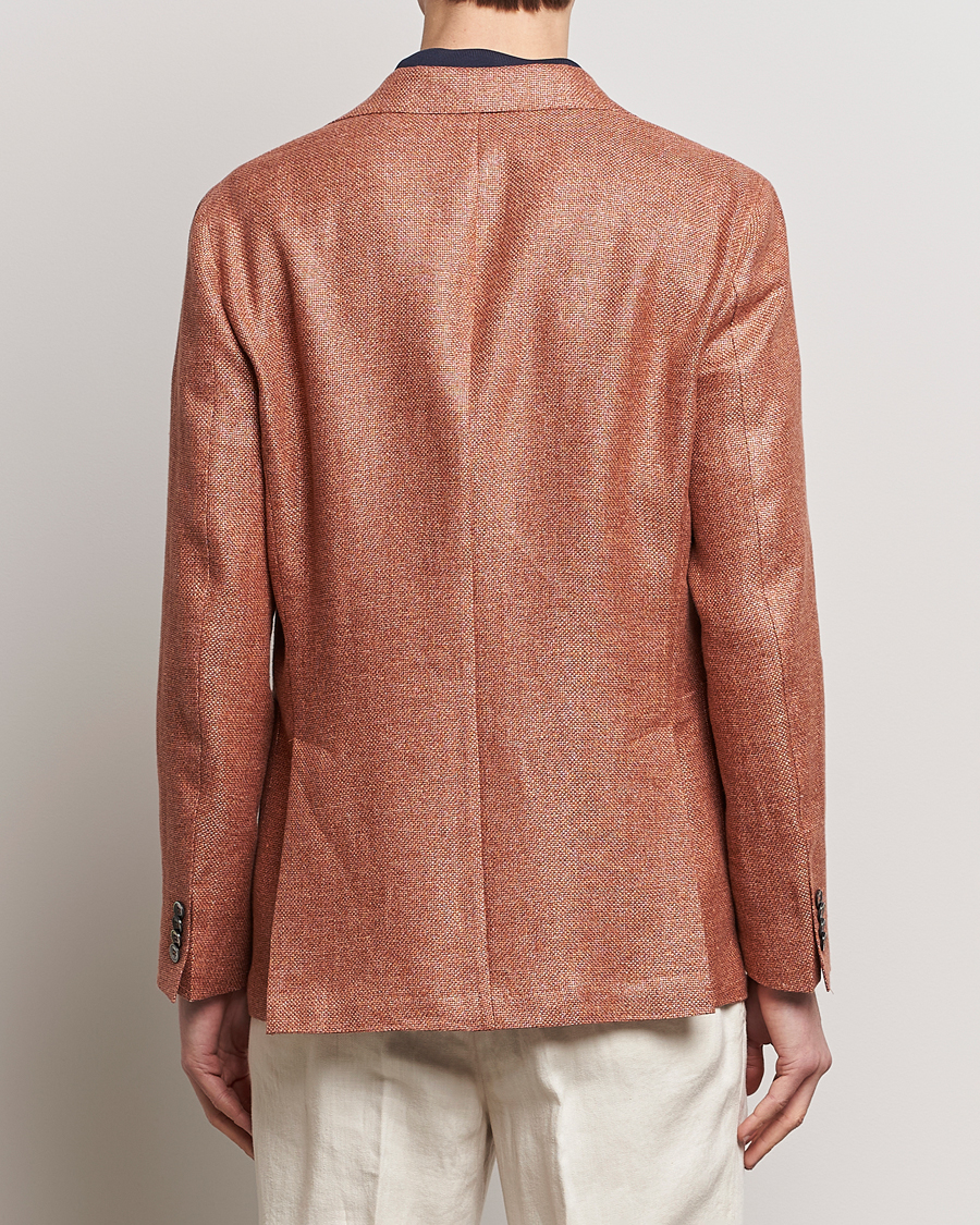 Men | Blazers | Oscar Jacobson | Ferry Hopsack Hemp/Wool Blazer Orange