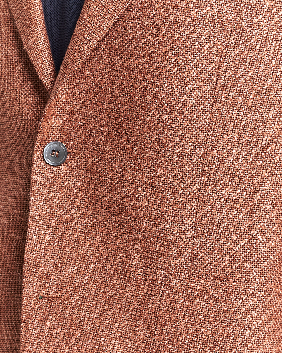 Men | Blazers | Oscar Jacobson | Ferry Hopsack Hemp/Wool Blazer Orange
