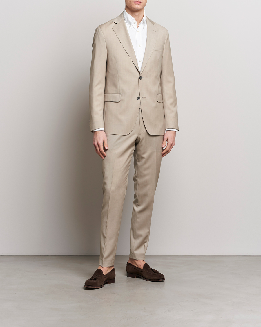 Men | Two-piece Suits | Oscar Jacobson | Fogerty Super 130's Wool Suit Beige