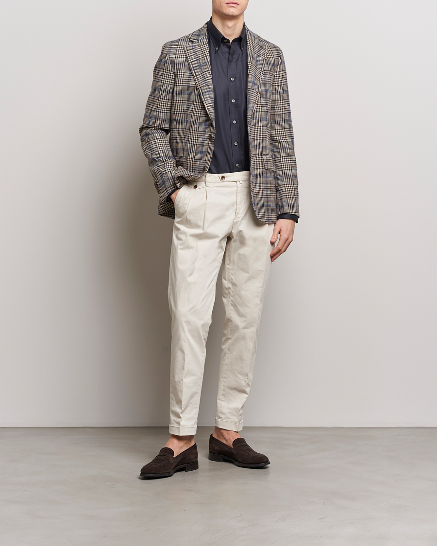 Men | Blazers | Oscar Jacobson | Ferry Soft Checked Cotton/Linen Blazer Beige
